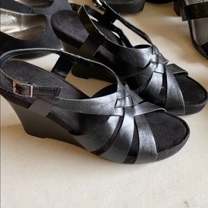 Black wedge heeled sandal  size 8